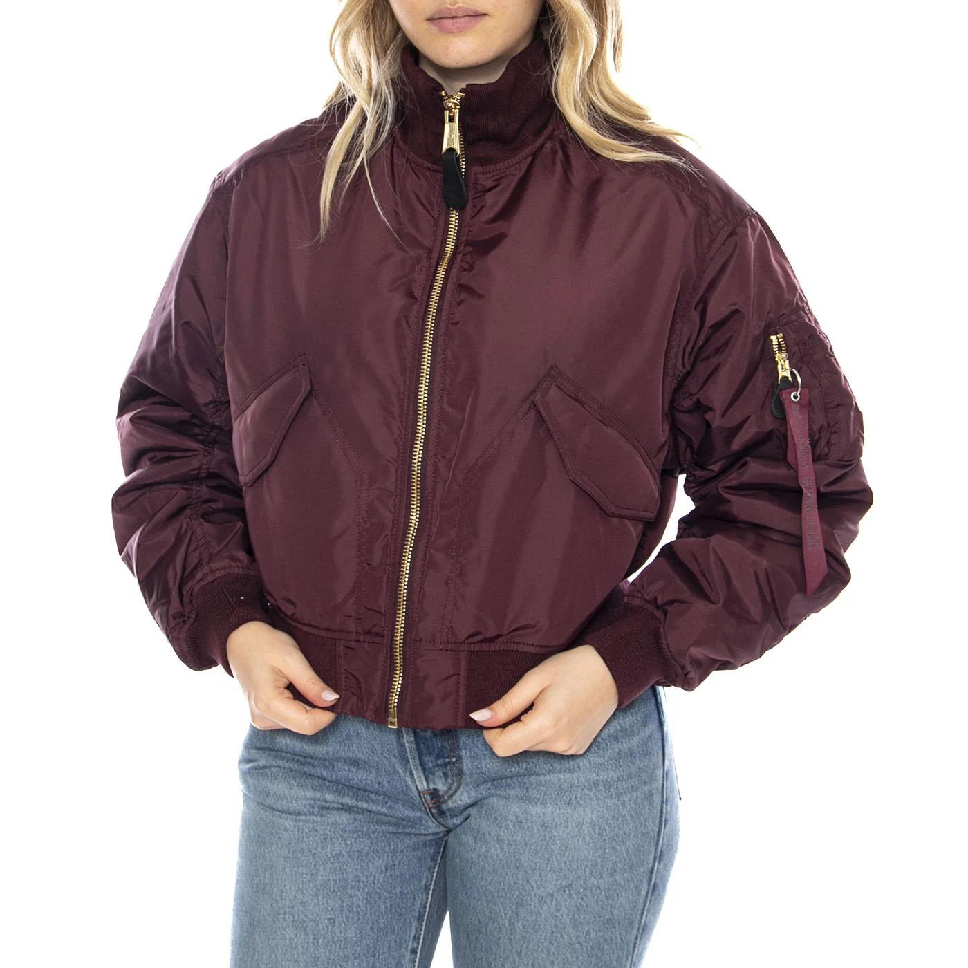 MA-1 Cropped Bomber -- Giacca Donna Dark Cherry Bordeaux Donna ALPHA INDUSTRIES