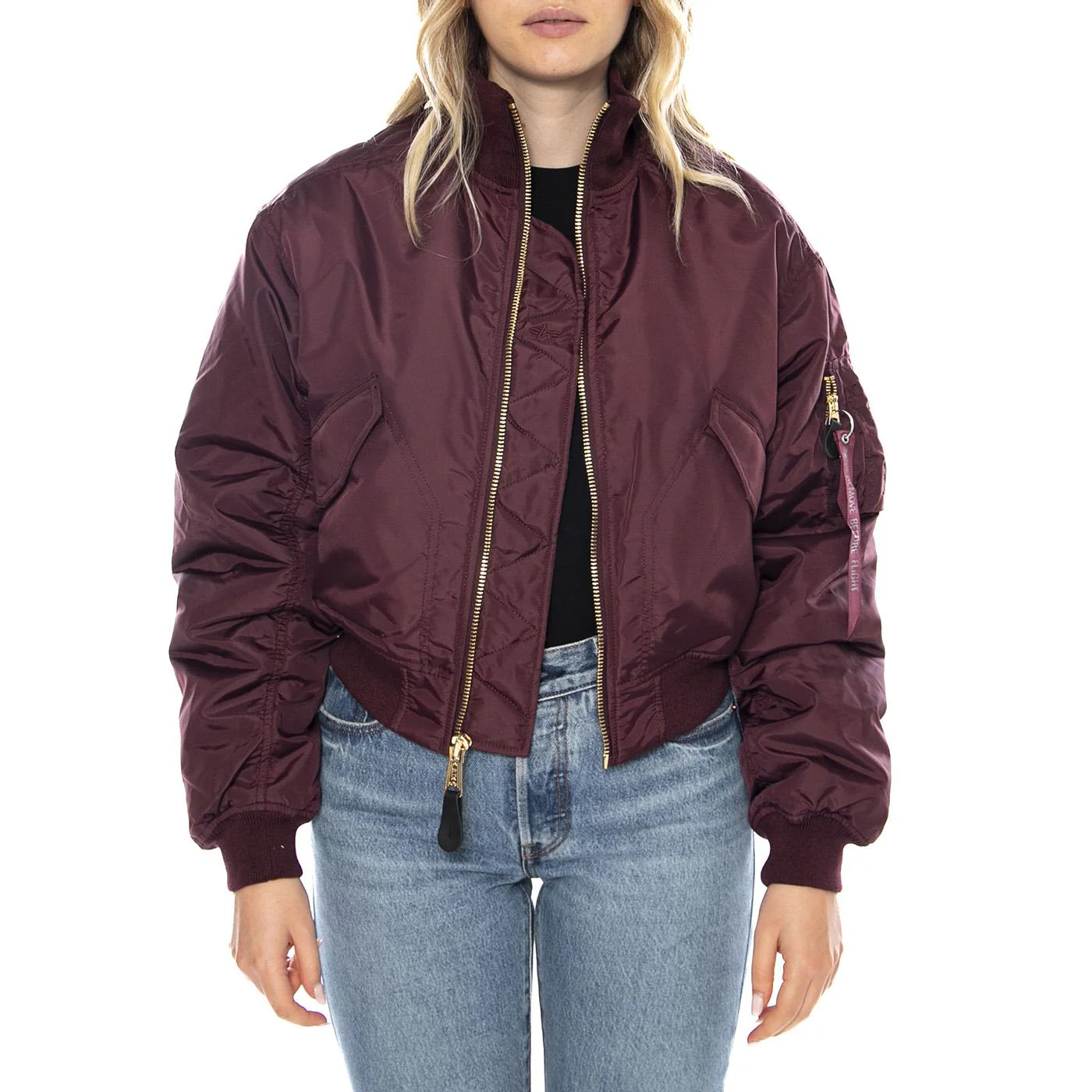 MA-1 Cropped Bomber -- Giacca Donna Dark Cherry Bordeaux Donna ALPHA INDUSTRIES - Image 2