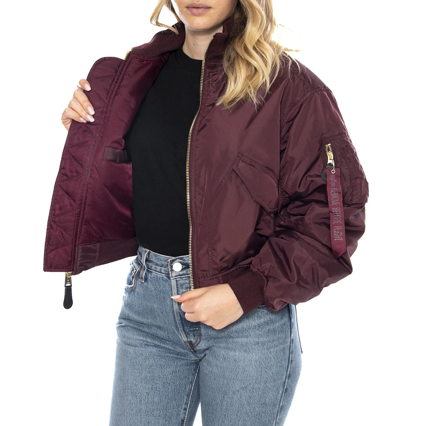 MA-1 Cropped Bomber -- Giacca Donna Dark Cherry Bordeaux Donna ALPHA INDUSTRIES - Image 4