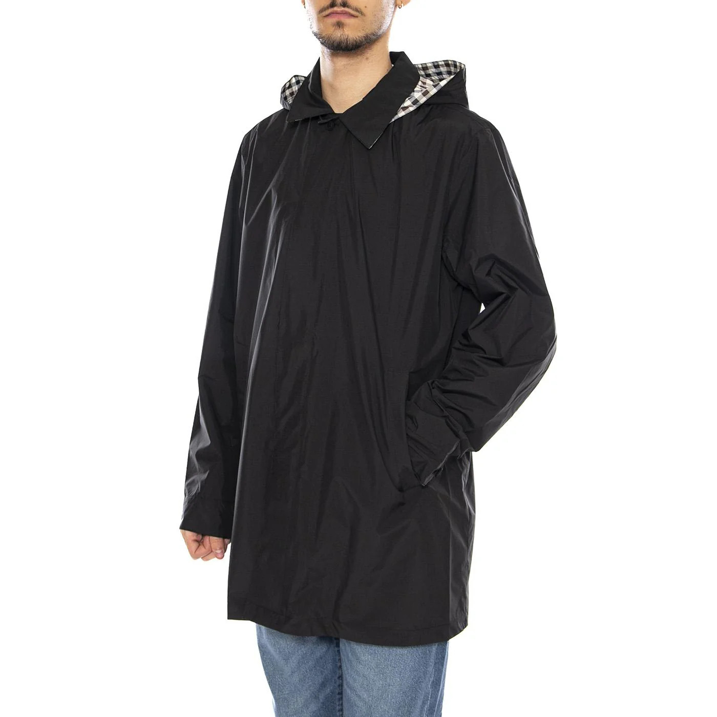 Packable Trench -- Trench Uomo Nero  Uomo AQUASCUTUM