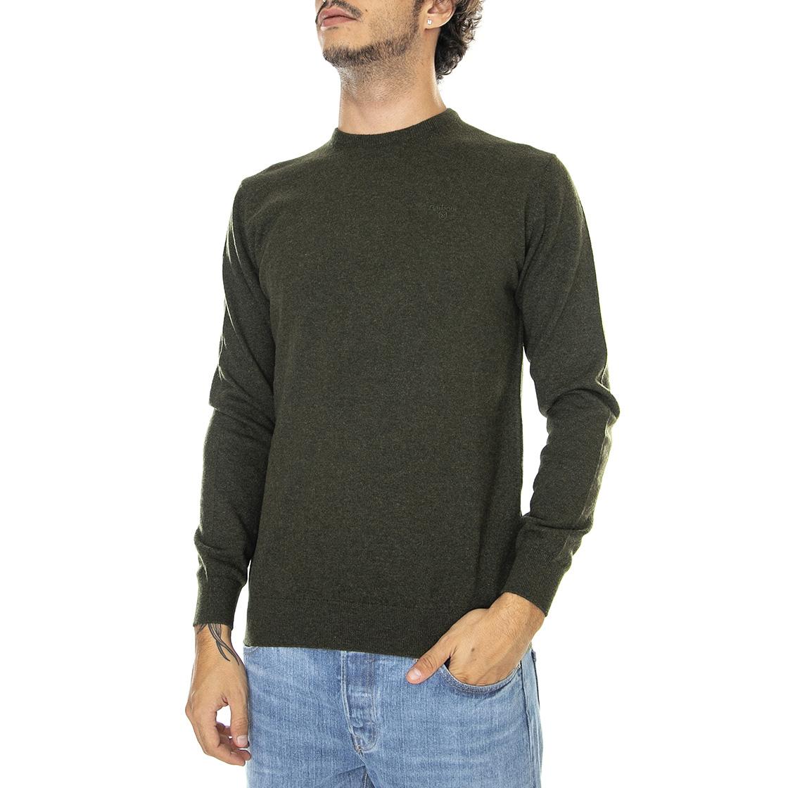Essential Lambswool Crew Neck Seaweed - Maglione Girocollo Uomo Verde Uomo BARBOUR