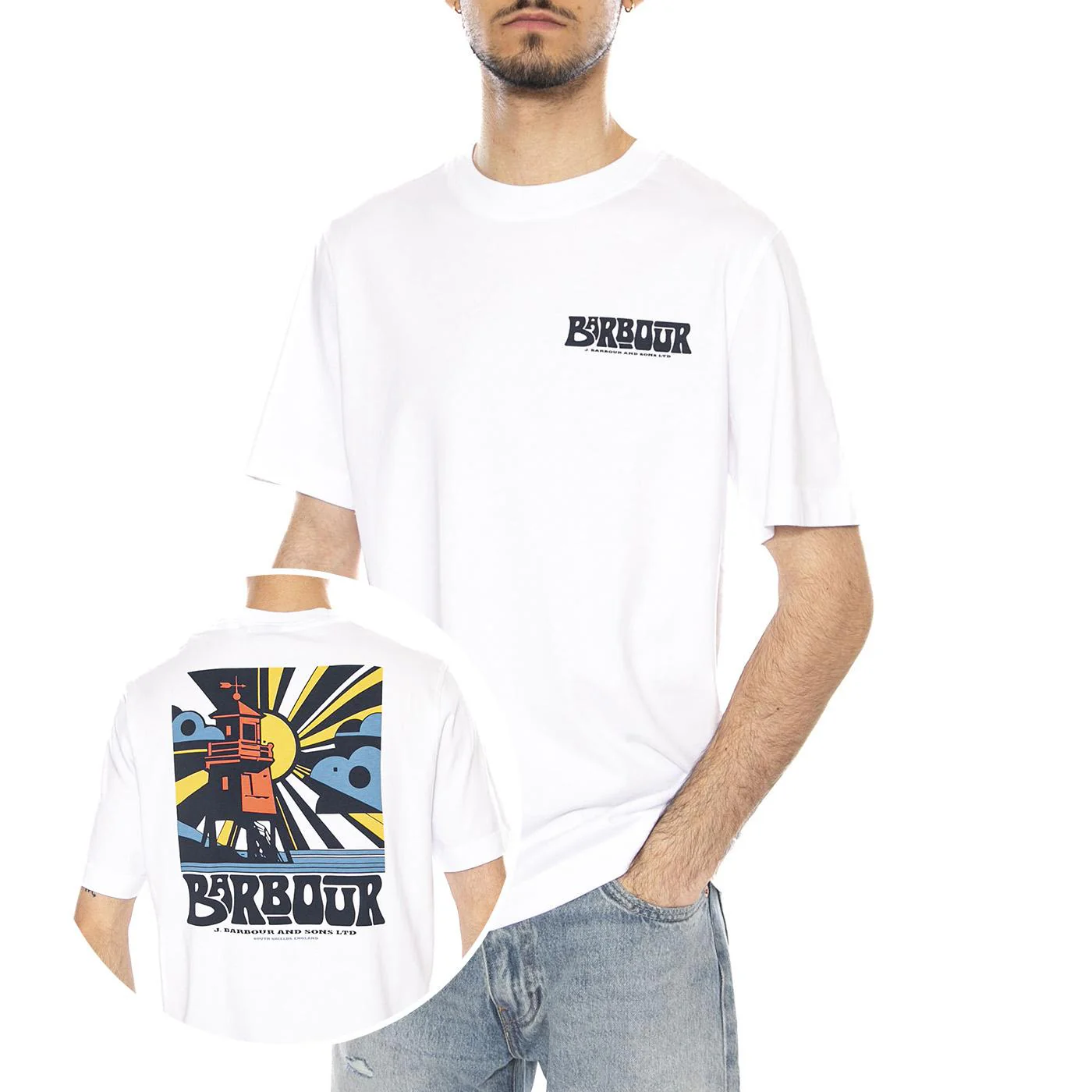 FROME RELAXED GRAPHIC T-SHIRT - Maglietta Girocollo Uomo Bianca Uomo BARBOUR