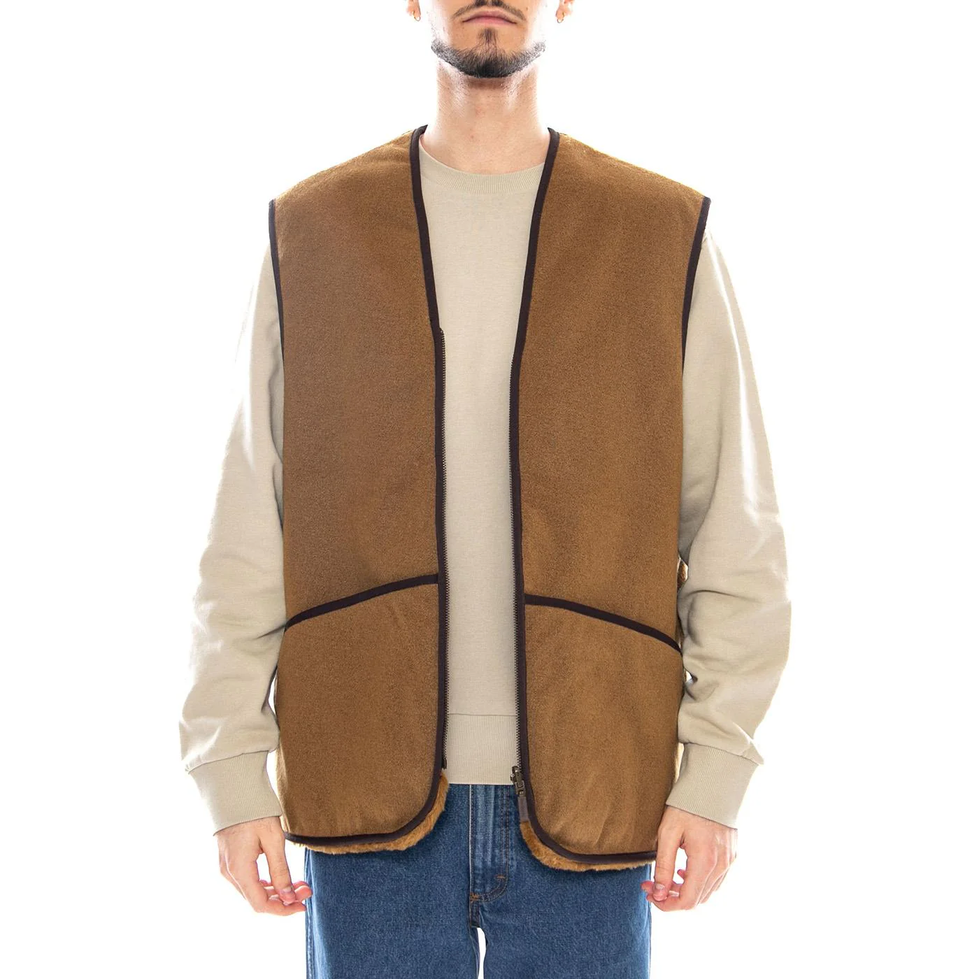 Pile Waistcoat Zip In Liner Brown - Giacca Smanicata Uomo Marrone Uomo BARBOUR - Image 2