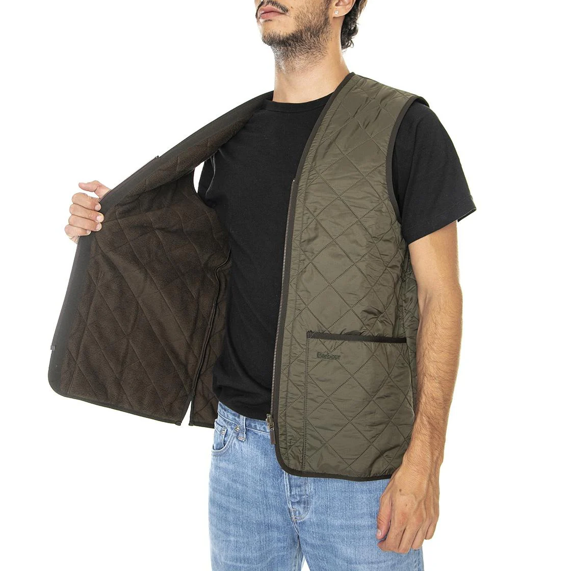 Polarquilt Waistcoat Zip Liner Olive - Giacca Smanicata Uomo Marrone  Uomo BARBOUR - Image 4