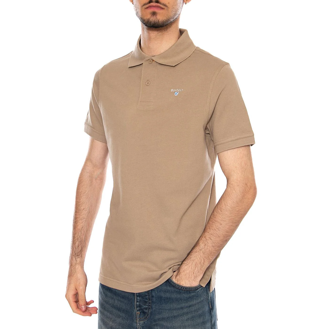 TARTAN PIQUE POLO WASHED STONE/DRESS - Polo Uomo Beige Uomo BARBOUR