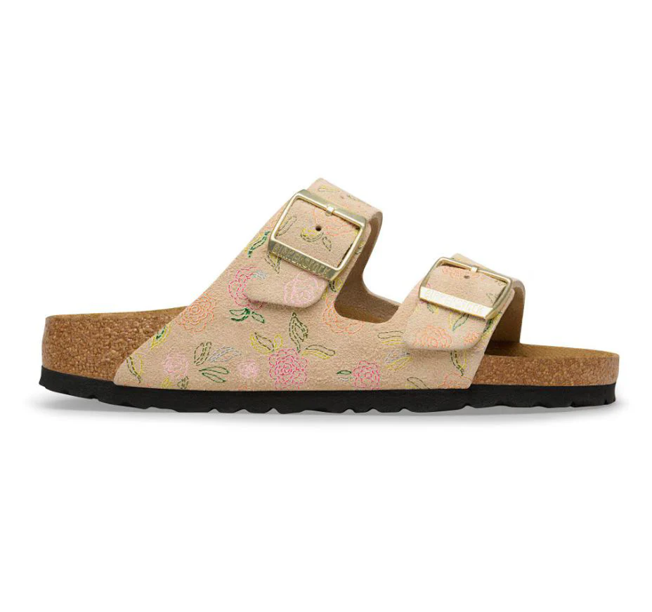 ARIZONA SUEDE LEATHER NARROW FIT SANDCASTLE FLOWER - Sandali Donna Beige Donna BIRKENSTOCK