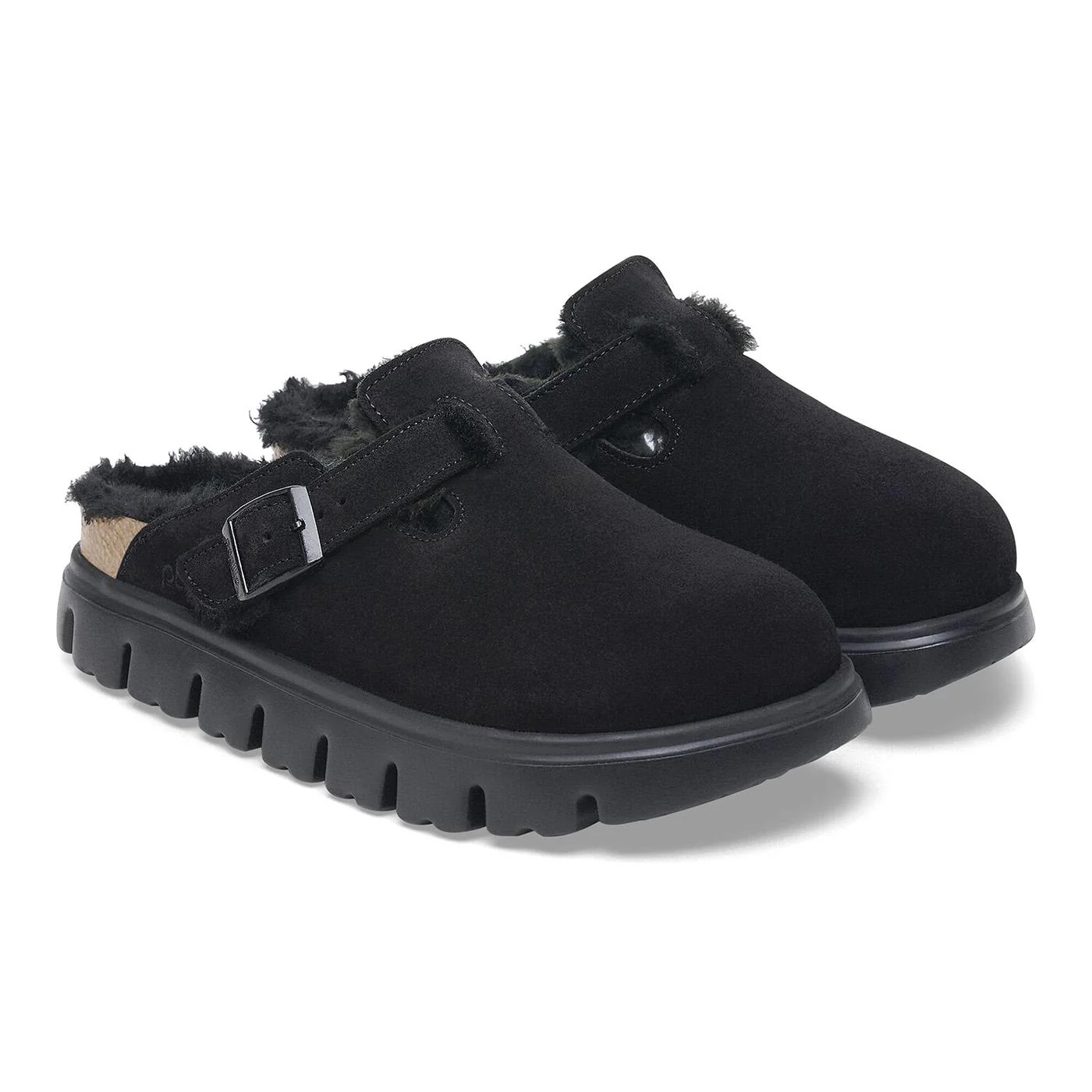 Boston Chunky Shearling - Black - Sabot in Pelle Scamosciata Donna  Donna BIRKENSTOCK - Image 4