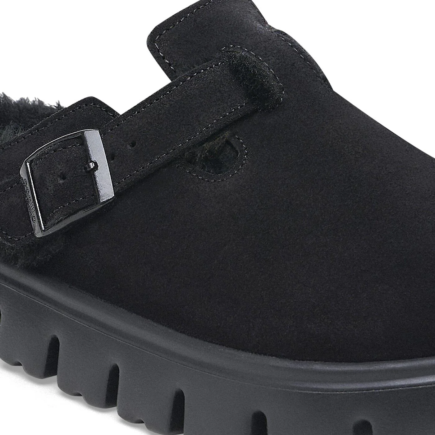 Boston Chunky Shearling - Black - Sabot in Pelle Scamosciata Donna  Donna BIRKENSTOCK - Image 6