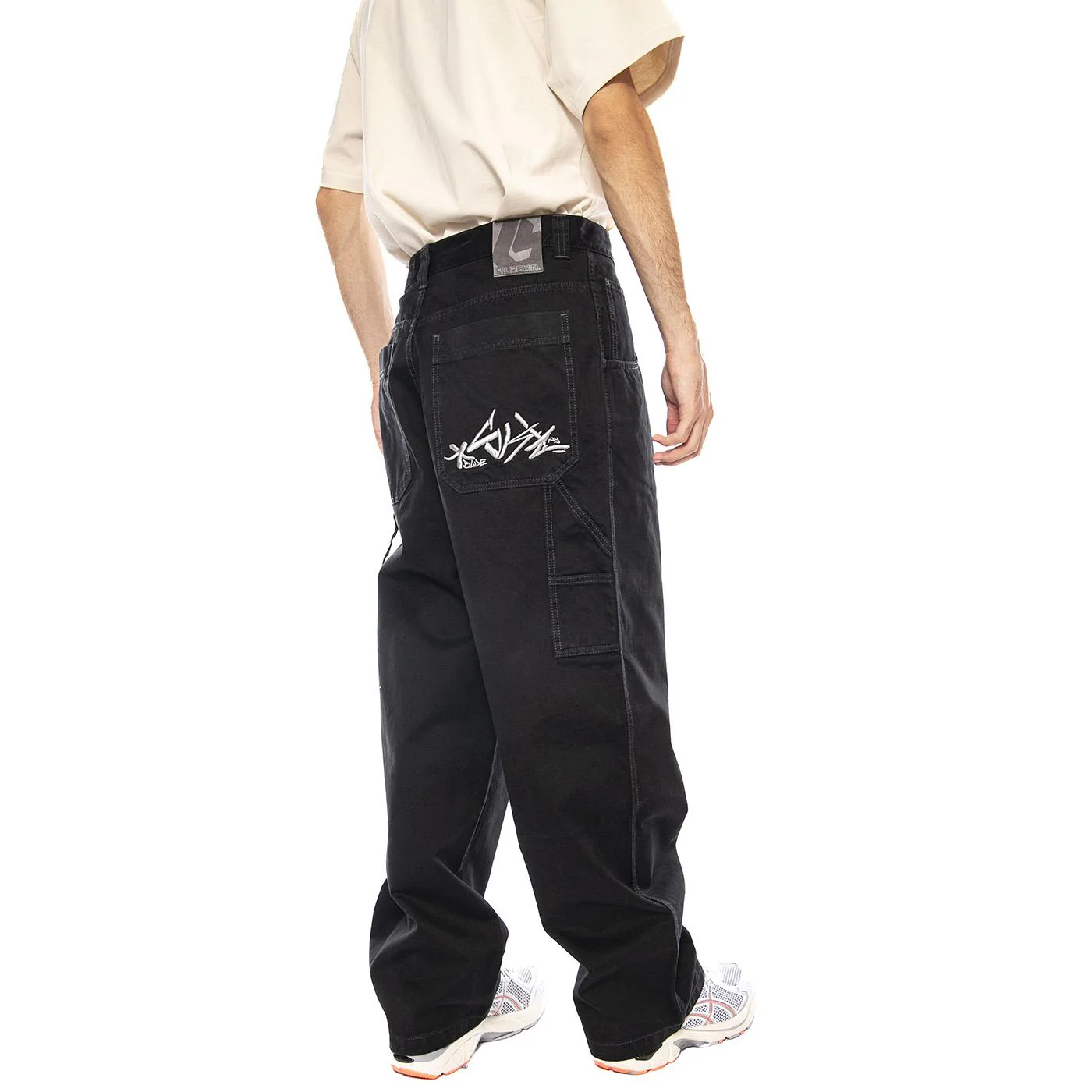 Baggy T. Gabardina Col. Tinto Nero - Pantaloni Uomo Neri  Uomo BLUESKIN - Image 3