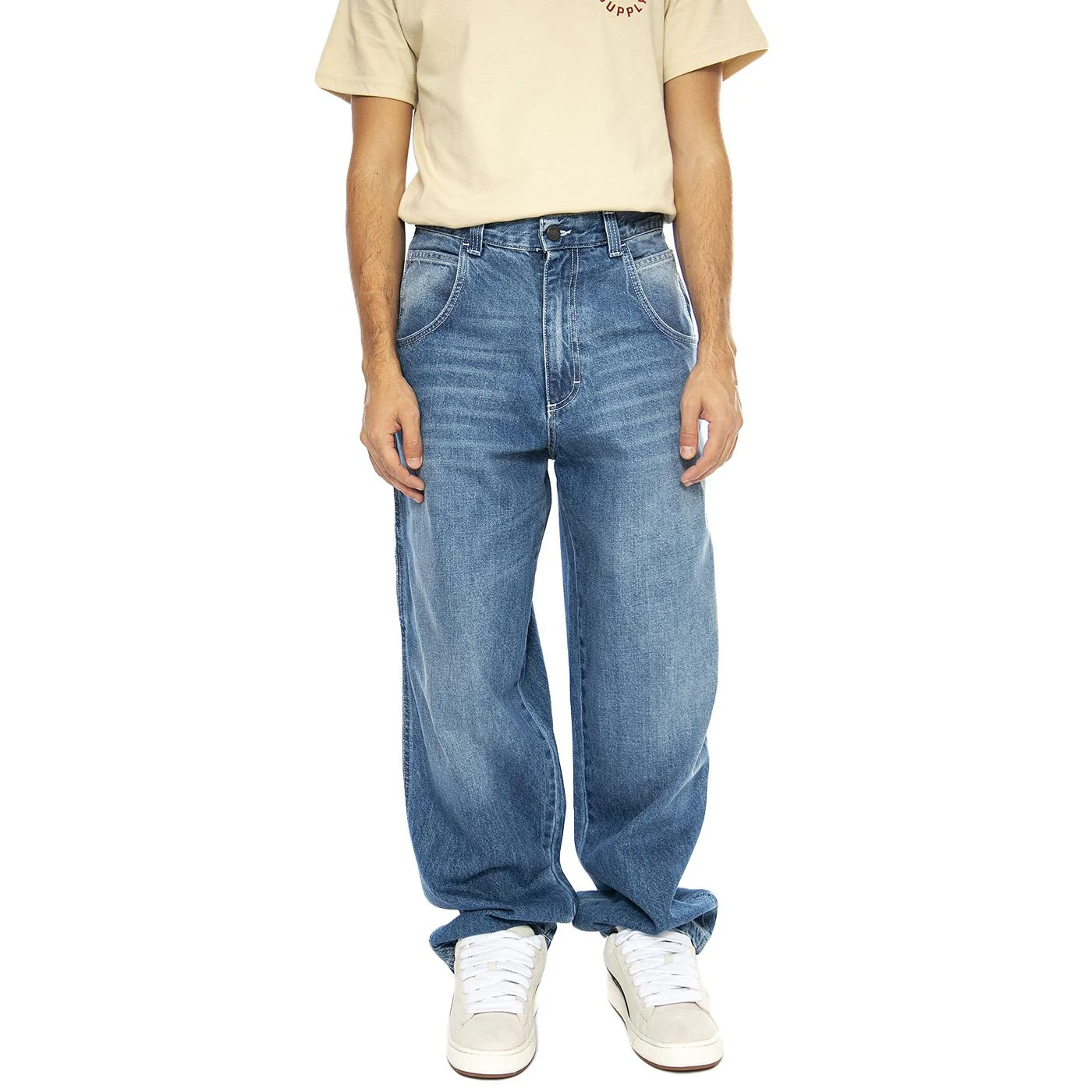 R-Bianco Alonato Used White - Pantaloni Denim Jeans Uomo Blu Uomo BLUESKIN - Image 2