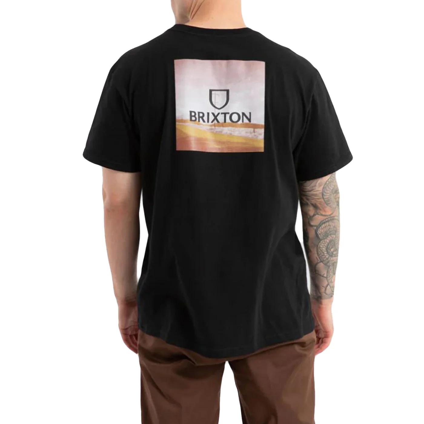 ALPHA SQUARE S/S TEE BLACK/GOLD/BROWN - Maglietta Girocollo Uomo Nera Uomo BRIXTON - Image 2