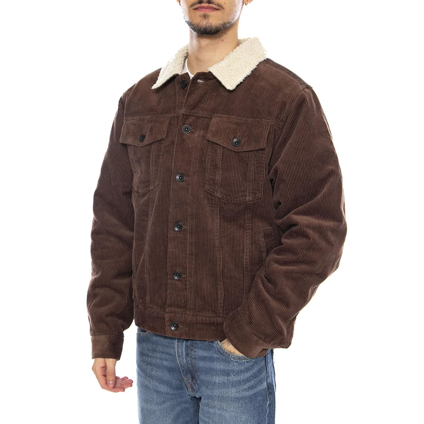Cable Lined Trucker JKT Pinecone Brown -- Giacca Trucker Uomo Marrone  Uomo BRIXTON
