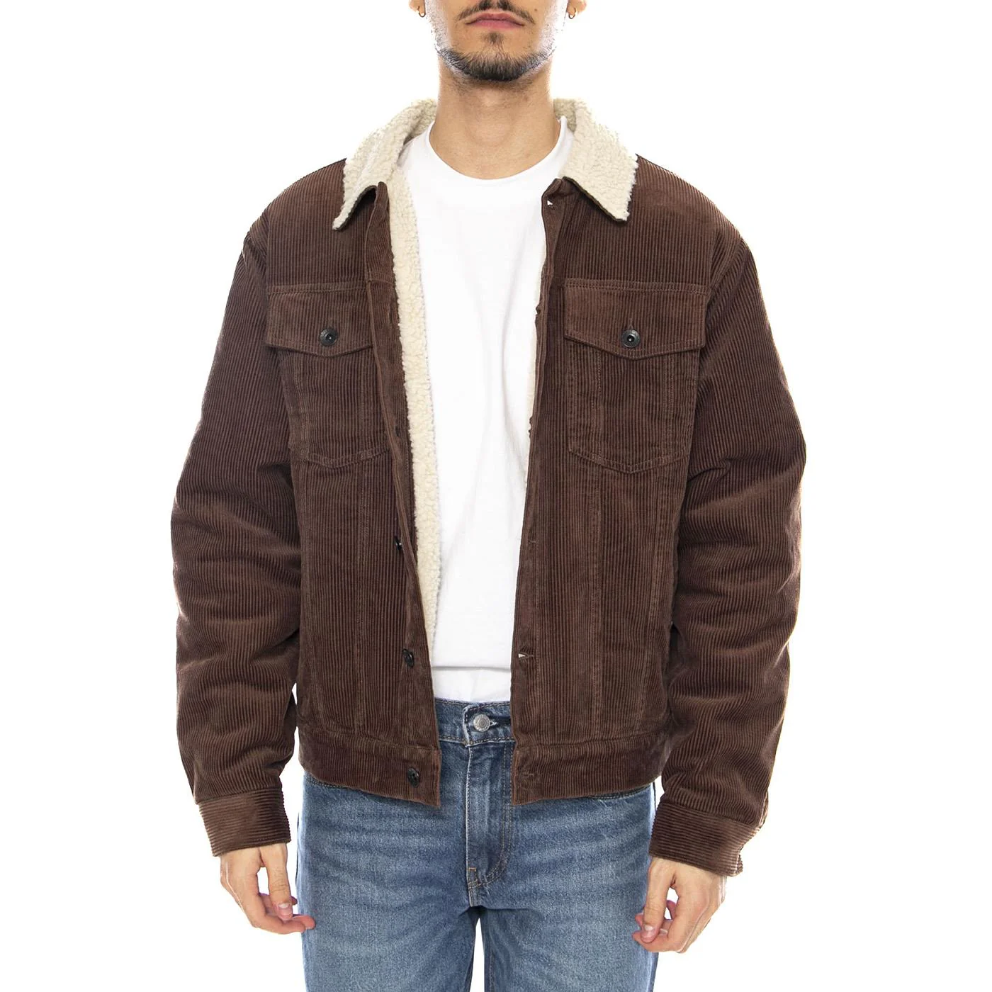 Cable Lined Trucker JKT Pinecone Brown -- Giacca Trucker Uomo Marrone  Uomo BRIXTON - Image 2
