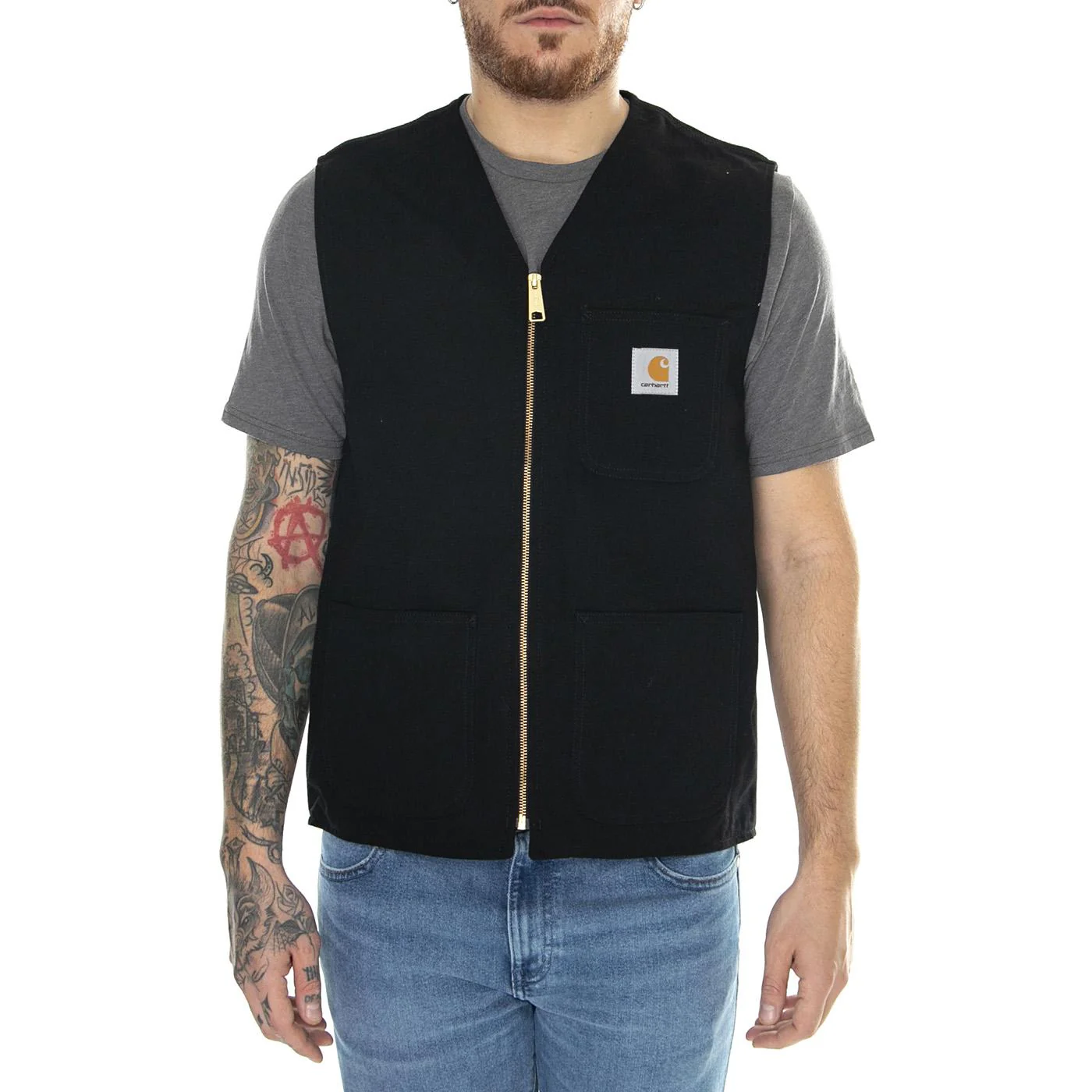 ARBOR VEST BOURBON / AGED CANVAS BLACK - Gilet Uomo Nero Uomo CARHARTT WIP - Image 2