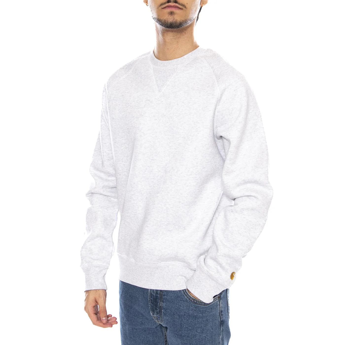 Chase Sweat Ash Heather / Gold - Felpa Girocollo Uomo Grigia Uomo CARHARTT WIP