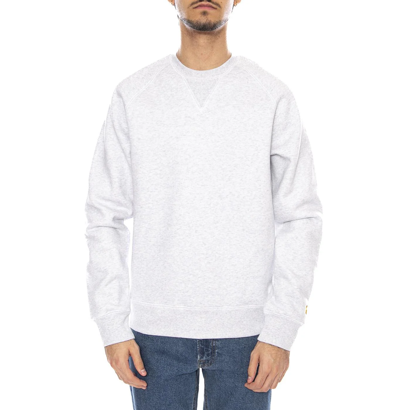 Chase Sweat Ash Heather / Gold - Felpa Girocollo Uomo Grigia Uomo CARHARTT WIP - Image 2