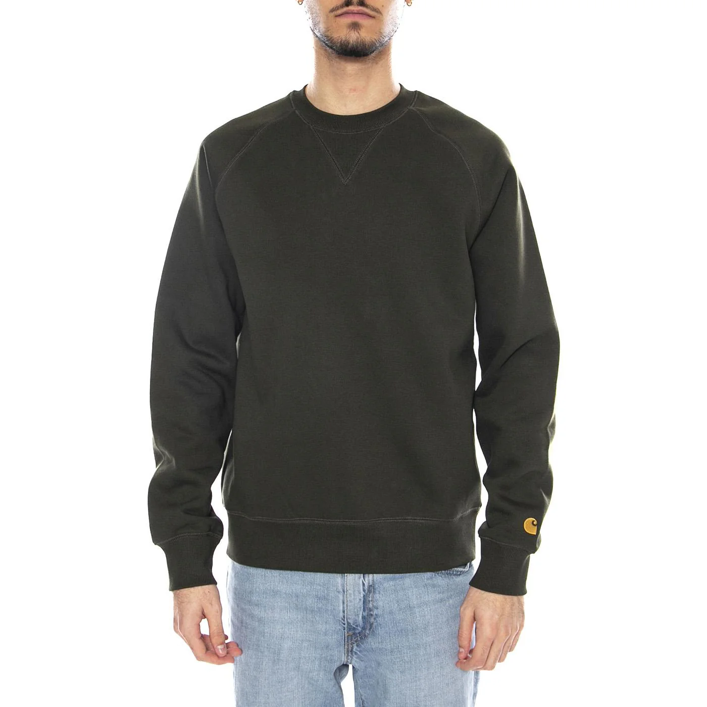 Chase Sweat -- Felpa Uomo Olive / Gold Uomo CARHARTT WIP - Image 2