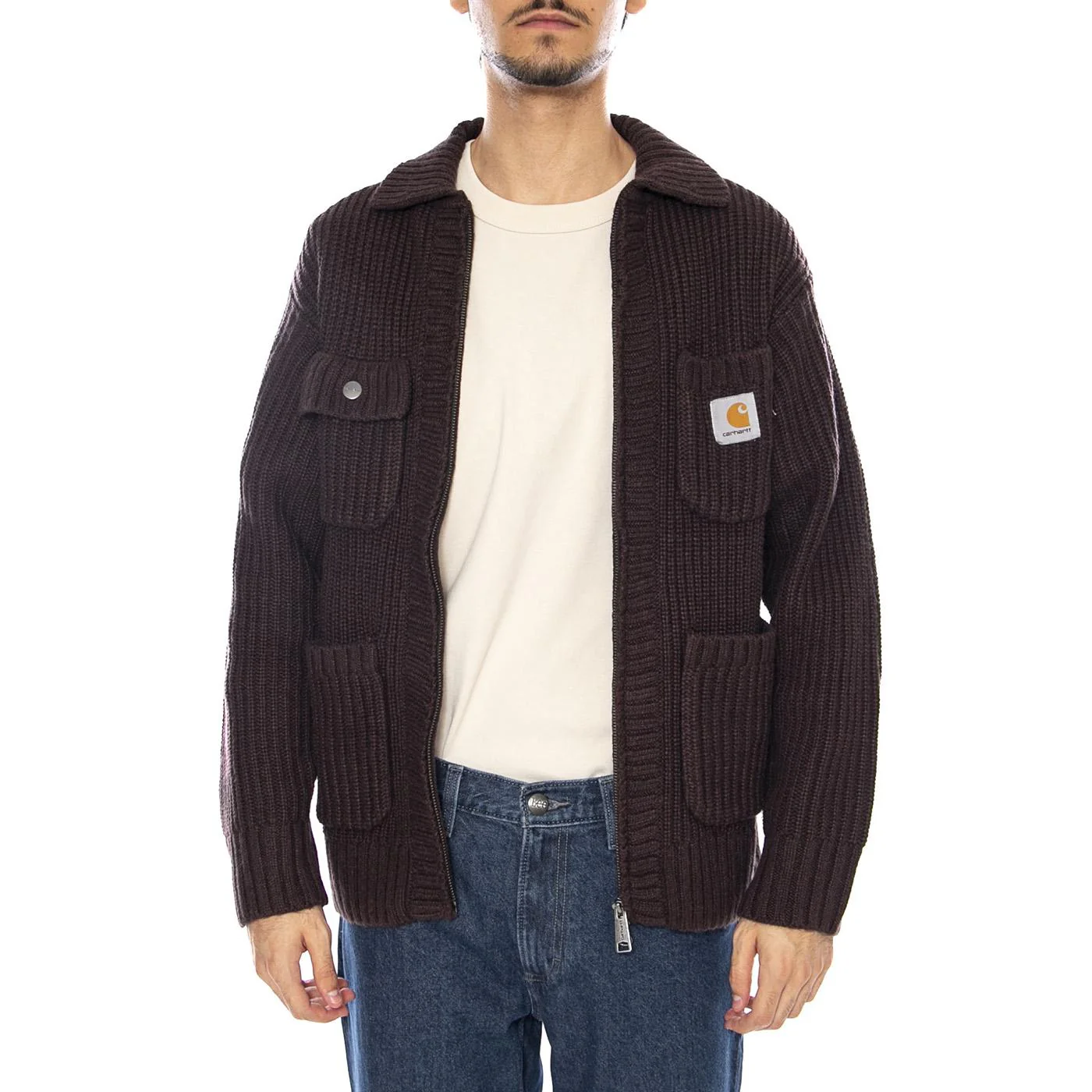 Chore Knit Jacket Palisander - Cardigan in Maglia Uomo Marrone Uomo CARHARTT WIP - Image 2
