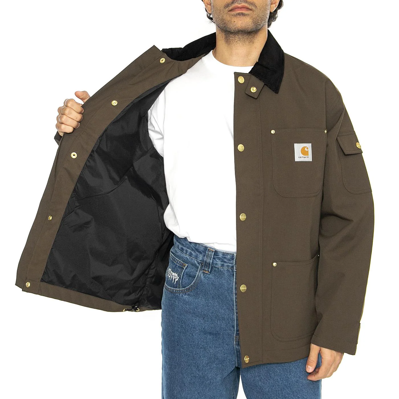 Clapton Jacket Liberica / Black - Giacca Uomo Marrone Uomo CARHARTT WIP - Image 4