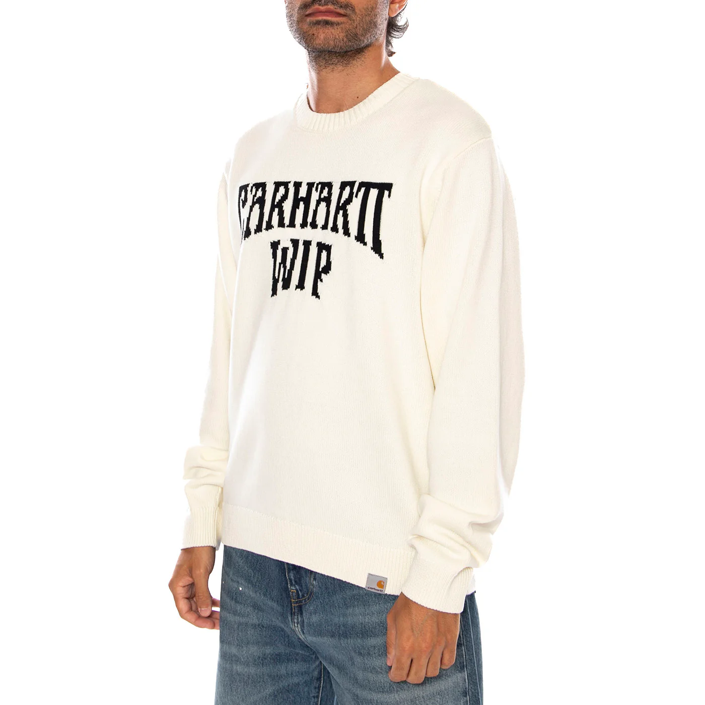 DECK SWEATER WAX / BLACK - Maglione Girocollo Uomo Crema  Uomo CARHARTT WIP