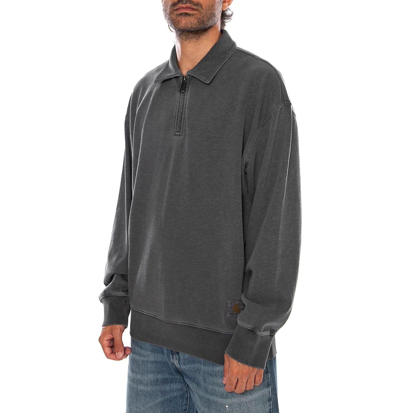 HARPER POLO BLACK - Felpa Polo Maniche Lunghe Uomo Nera Uomo CARHARTT WIP