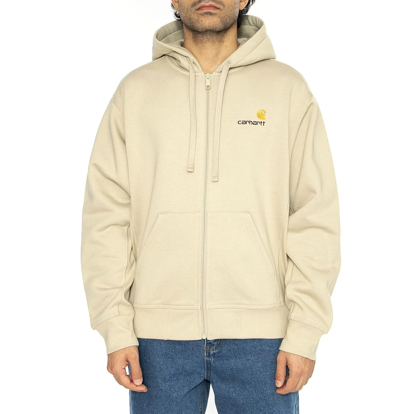 Hooded American Script Jacket Fleur De Sel - Felpa con Cappuccio e Ziip Uomo Beige Uomo CARHARTT WIP - Image 2