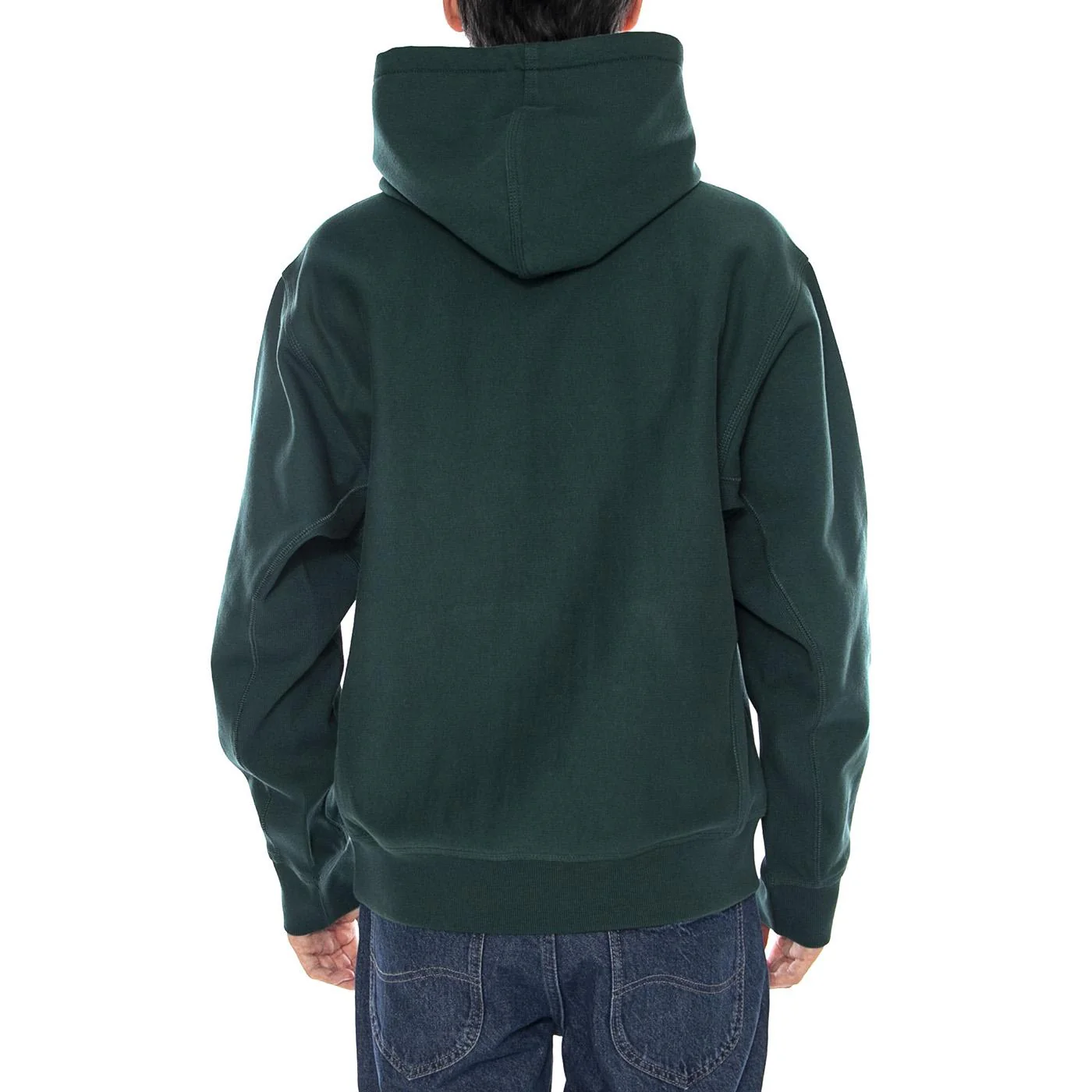 Hooded American Script Sweat Dark Fir - Felpa con Cappuccio Uomo Verde Uomo CARHARTT WIP - Image 3
