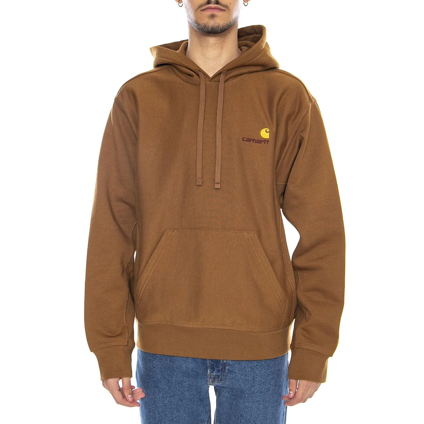 Hooded American Script Sweat Hamilton Brown - Felpa con Cappuccio Uomo Marrone  Uomo CARHARTT WIP - Image 2