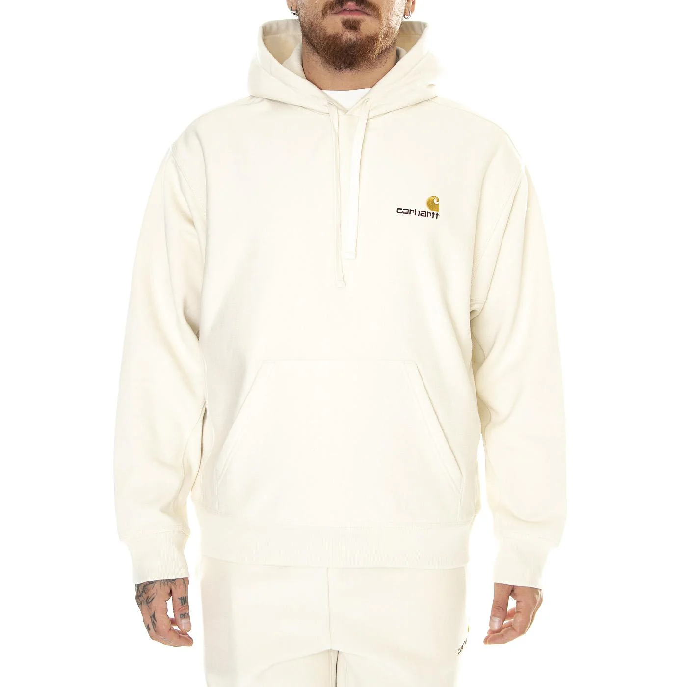 Hooded American Script Sweat Natural - Felpa con Cappuccio Uomo Bianca Uomo CARHARTT WIP - Image 2