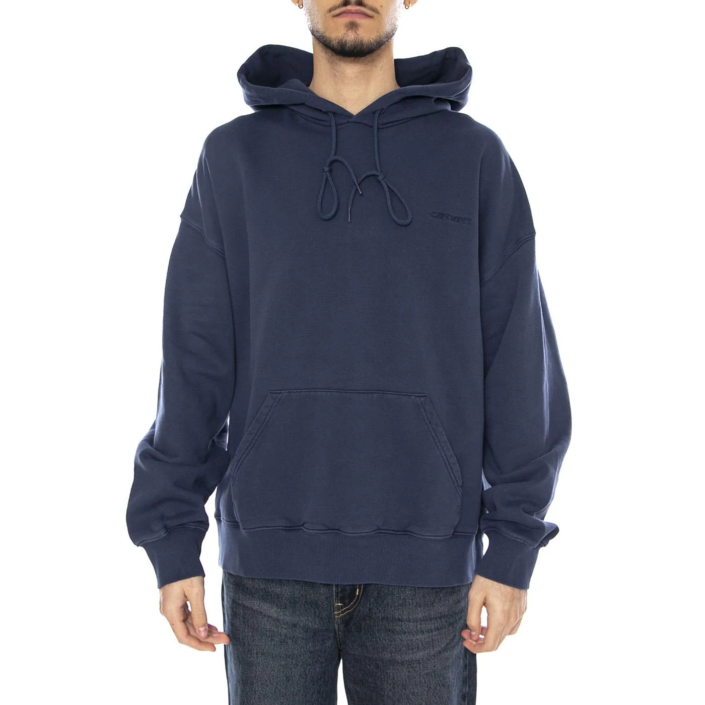 Hooded Benton Sweat -- Felpa Uomo Jupiter con Cappuccio Blue  Uomo CARHARTT WIP - Image 2