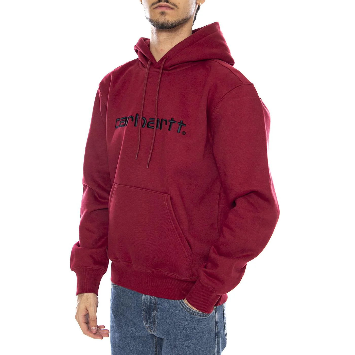 Hooded Carhartt Sweat Scarlet / Graphite - Felpa con Cappuccio Uomo Bordeaux Uomo CARHARTT WIP