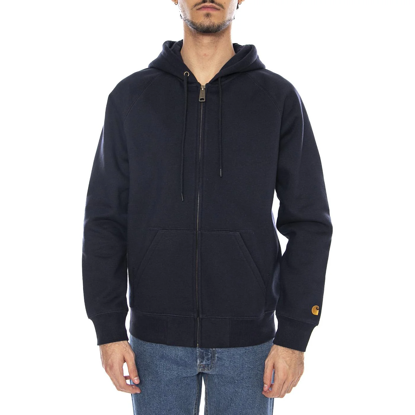 Hooded Chase Jacket Dark Navy / Gold - Giacca con Cappuccio e Zip Uomo Blu Uomo CARHARTT WIP - Image 2