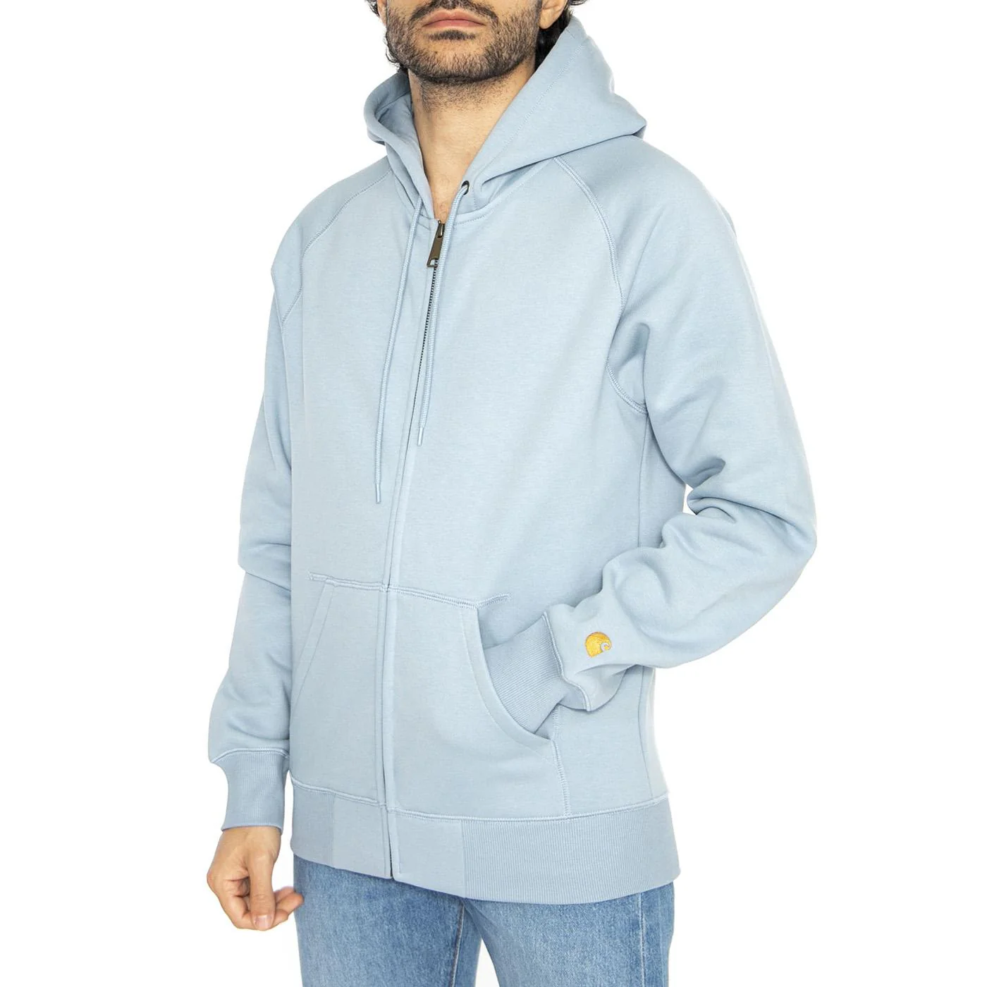 Hooded Chase Jacket Frosted Blue / Gold - Felpa con Cappuccio Uomo Blu Uomo CARHARTT WIP
