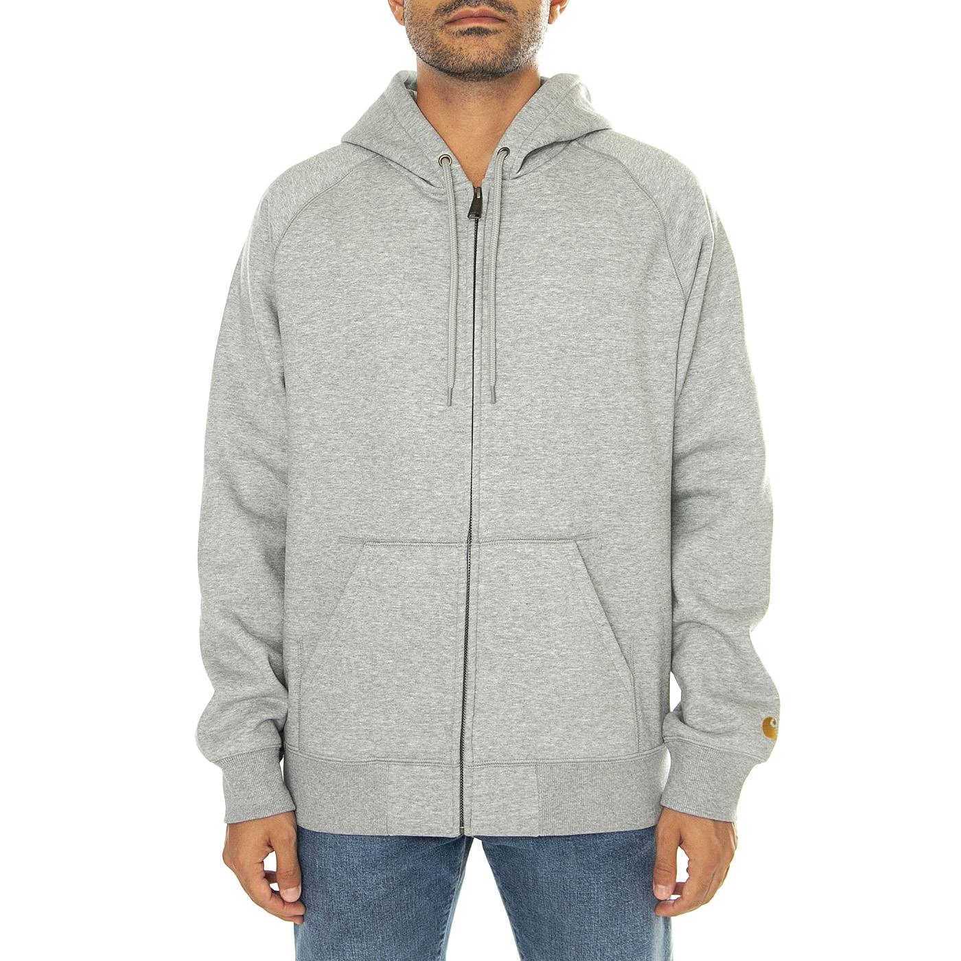 Hooded Chase Jacket Grey Heather / Gold - Felpa con Cappuccio Uomo Grigia Uomo CARHARTT WIP - Image 2
