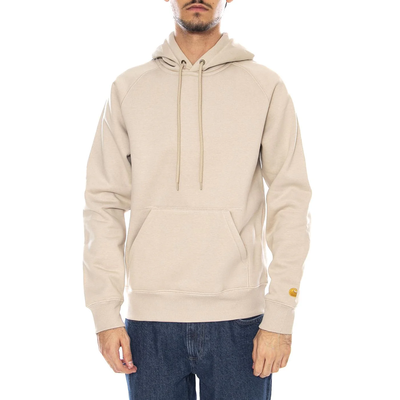 Hooded Chase Sweat Fleur De Sel / Gold - Felpa con Cappuccio Uomo Beige Uomo CARHARTT WIP - Image 2