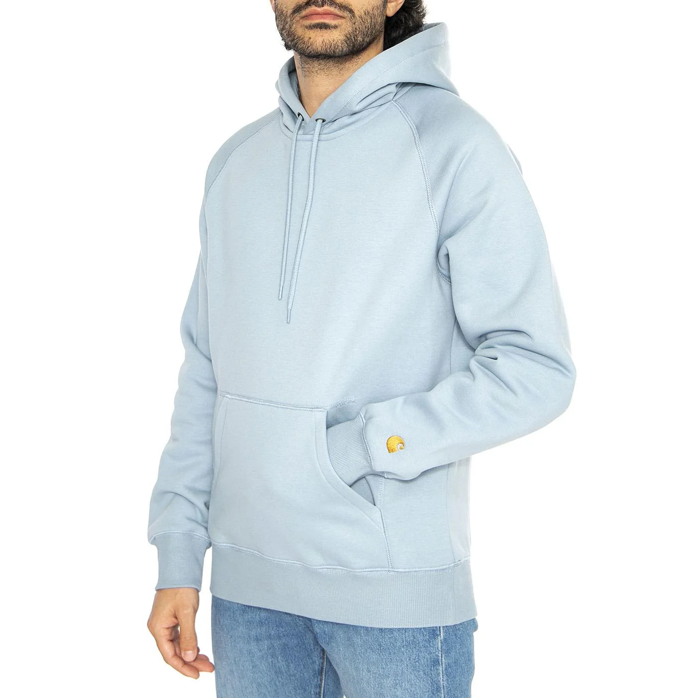 Hooded Chase Sweat Frosted Blue / Gold - Felpa con Cappuccio Uomo Blu Uomo CARHARTT WIP