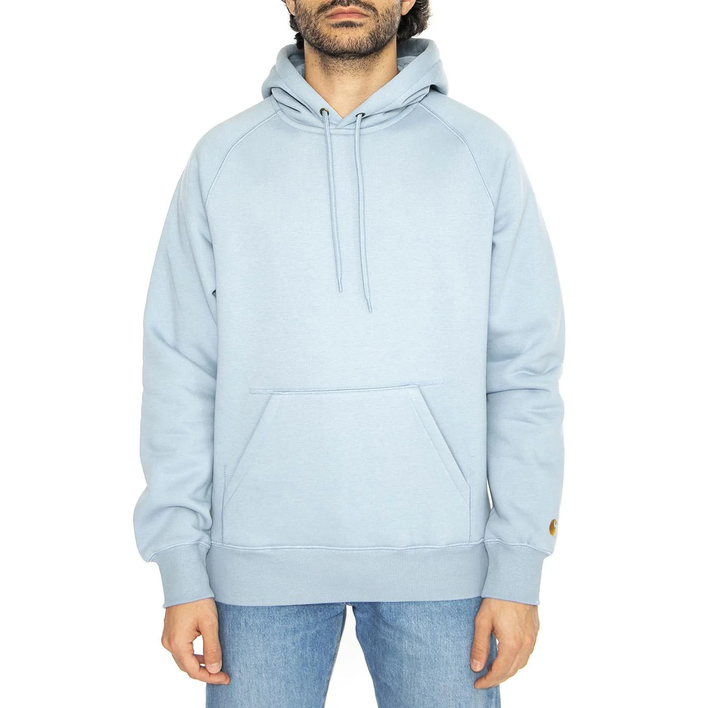 Hooded Chase Sweat Frosted Blue / Gold - Felpa con Cappuccio Uomo Blu Uomo CARHARTT WIP - Image 2