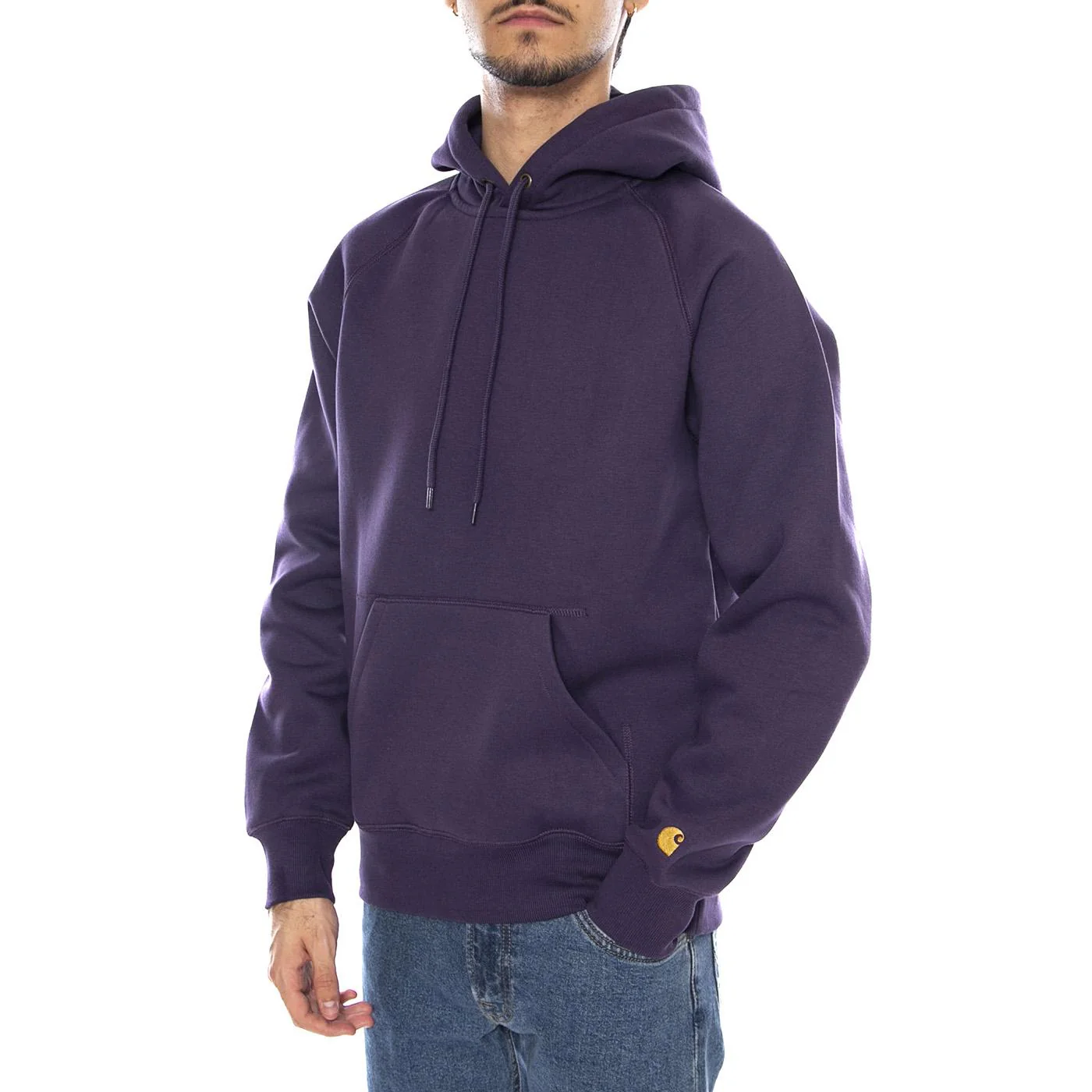 Hooded Chase Sweat Lokers / Gold - Felpa con Cappuccio Uomo Viola Uomo CARHARTT WIP