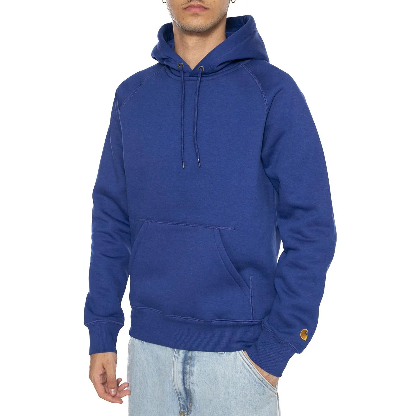 Hooded Chase Sweat Wolfsbane / Gold - Felpa Uomo Blu Uomo CARHARTT WIP - Image 2