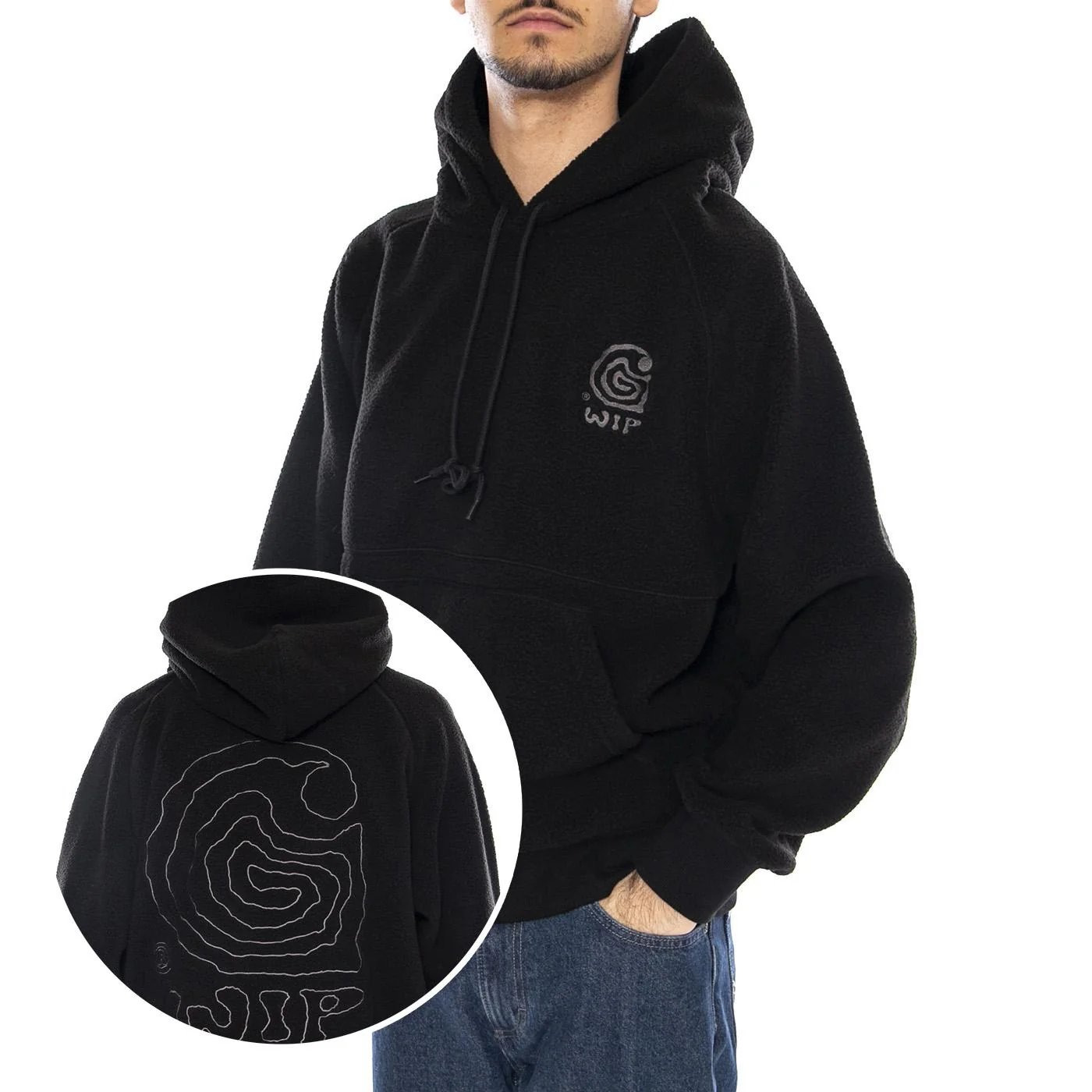 Hooded Helix Sweat Black / Porphyry - Felpa con Cappuccio Uomo Nera Uomo CARHARTT WIP