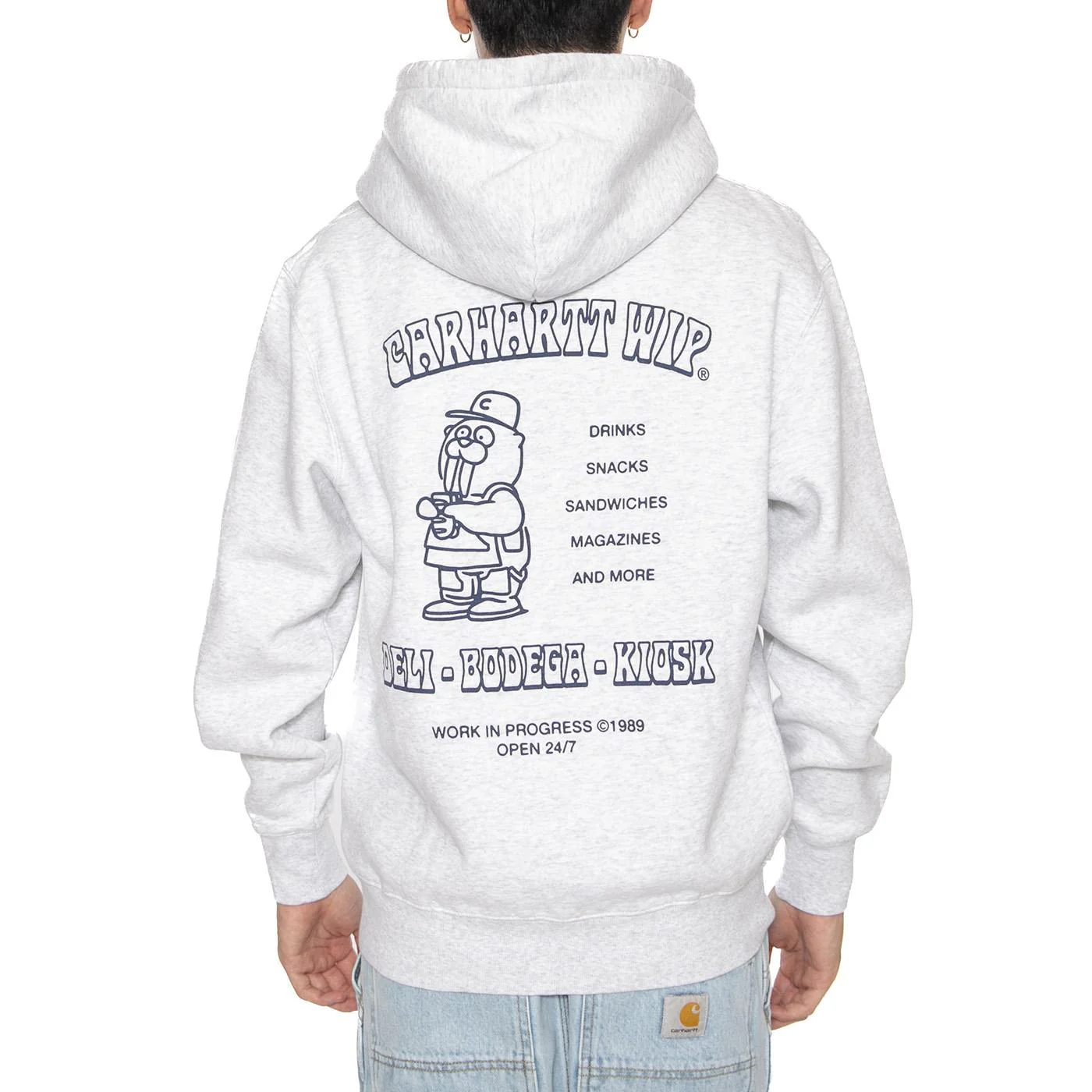 Hooded Sandwich Sweat Ash Heather / Blue - Felpa Uomo Grigia Uomo CARHARTT WIP - Image 4