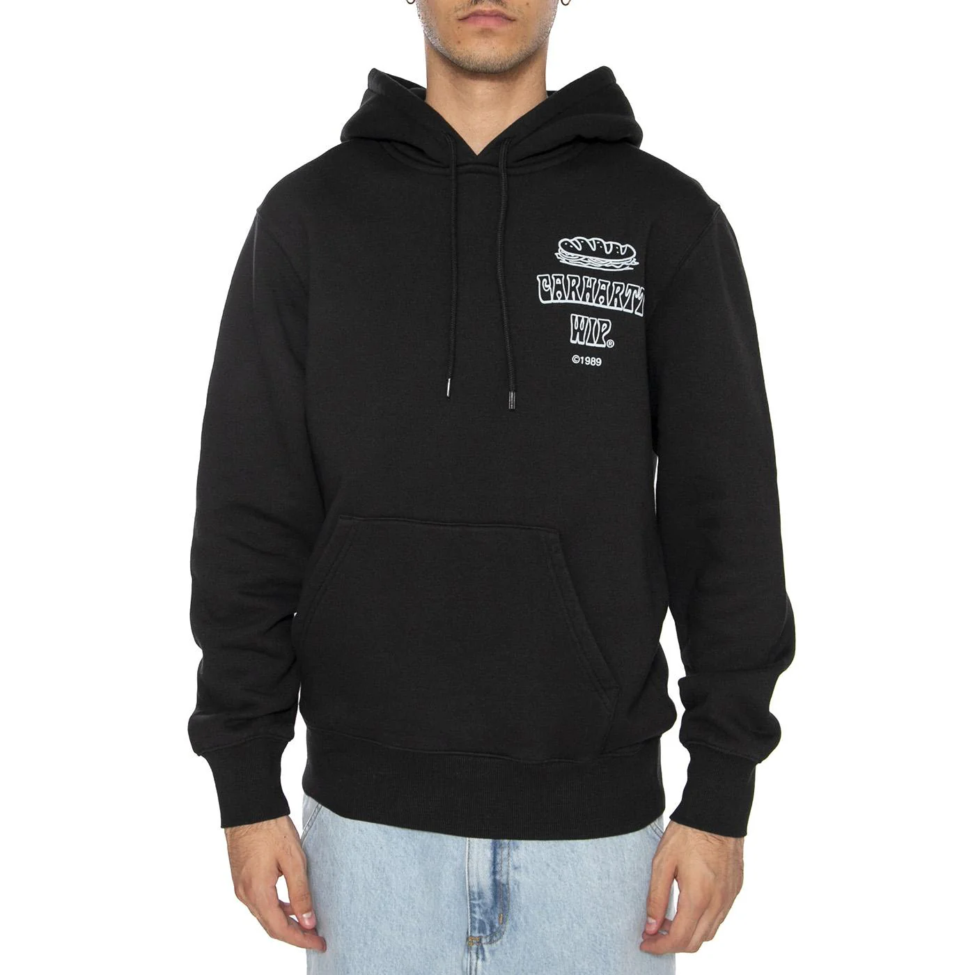 Hooded Sandwich Sweat Black / Blue Fog - Felpa Uomo Nera  Uomo CARHARTT WIP - Image 3