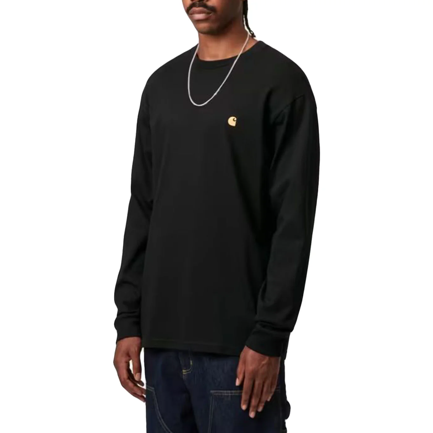 L/S CHASE T-SHIRT BLACK / GOLD - Maglietta Girocollo Maniche Lunghe Uomo Nera Uomo CARHARTT WIP