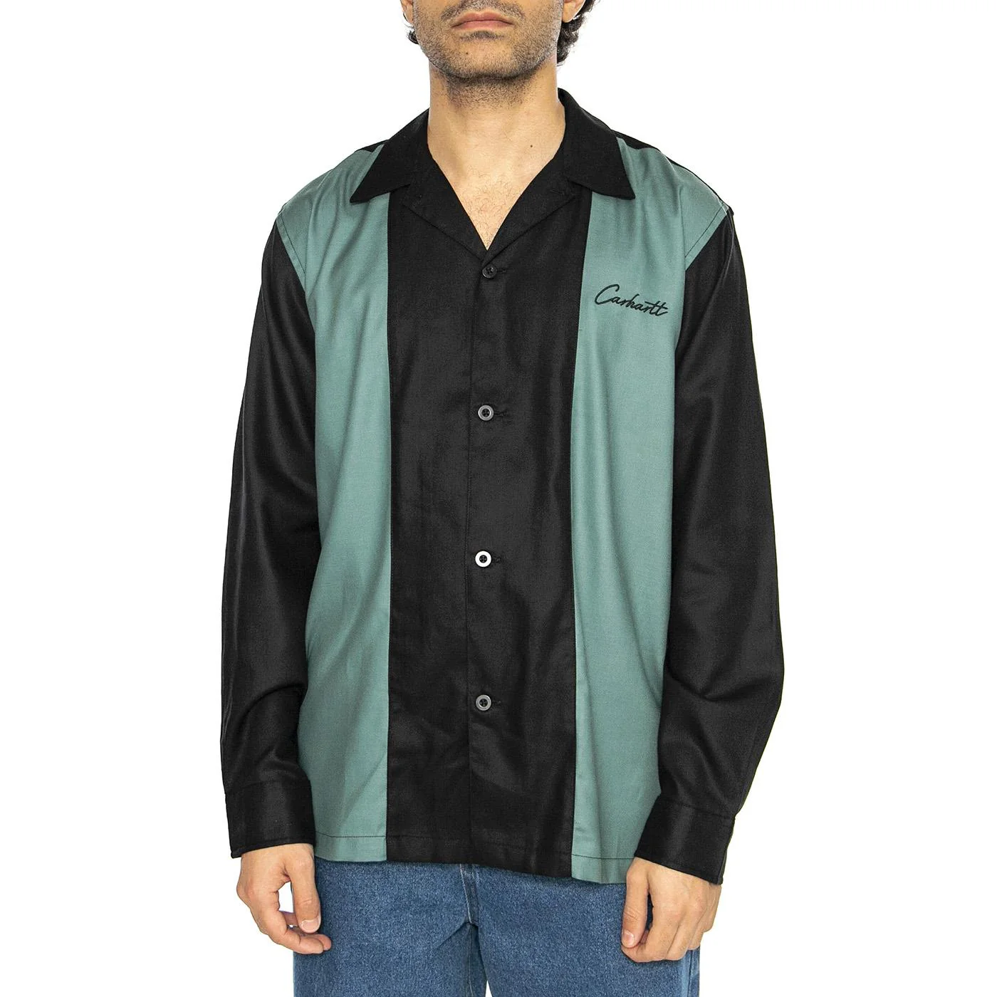 L/S Delaney Shirt Black / Silver Pine - Camicia Uomo Multicolore  Uomo CARHARTT WIP - Image 2