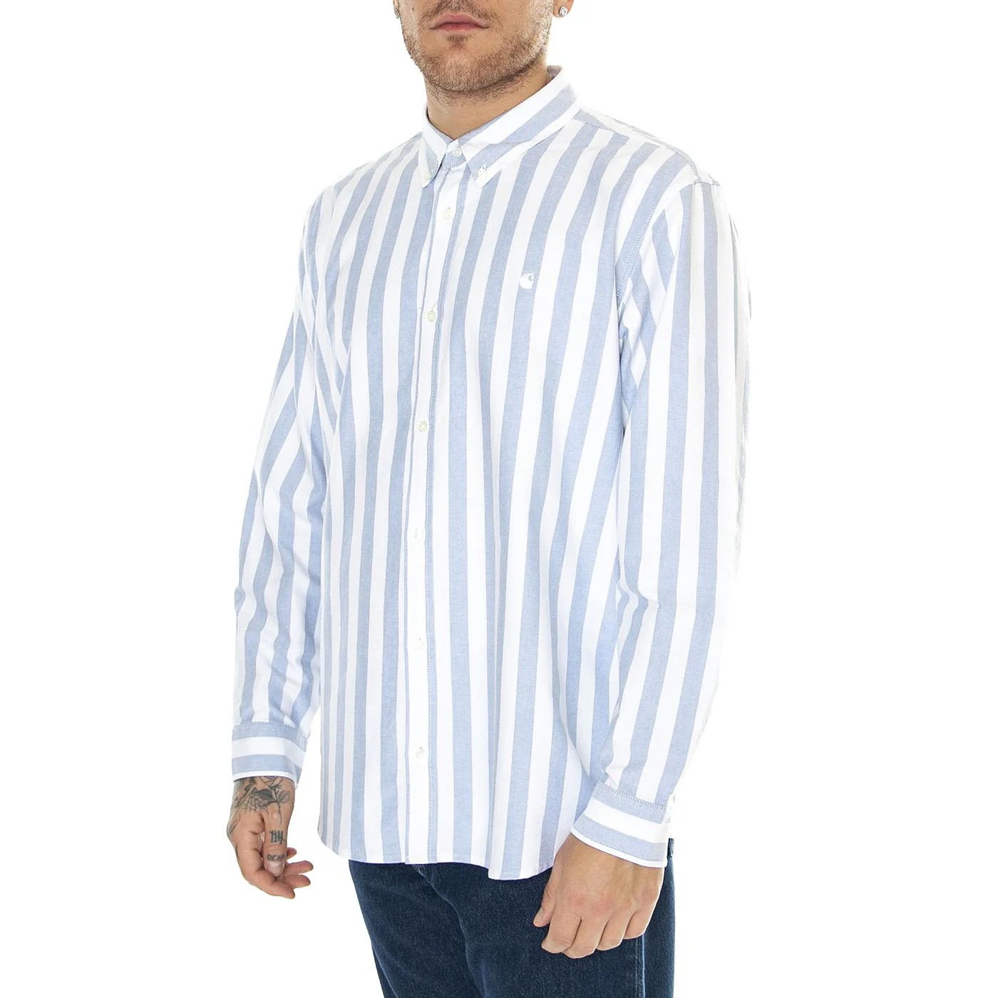 L/S Dillion Shirt bleach/white - Camicia Uomo Bianca Uomo CARHARTT WIP