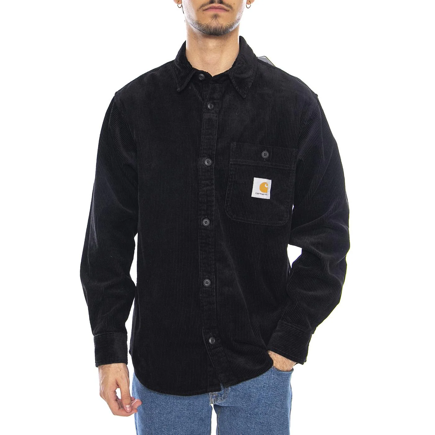 L/S Flint Shirt Black - Camicia Uomo Nera Uomo CARHARTT WIP