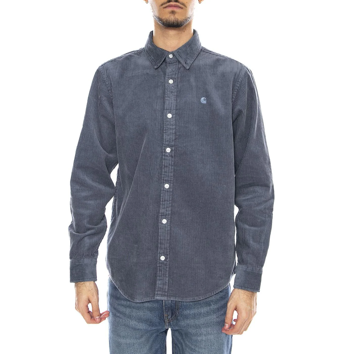 L/S Madison Cord Shirt Angelite / Angelite -- Camicia Uomo Blue Uomo CARHARTT WIP - Image 2