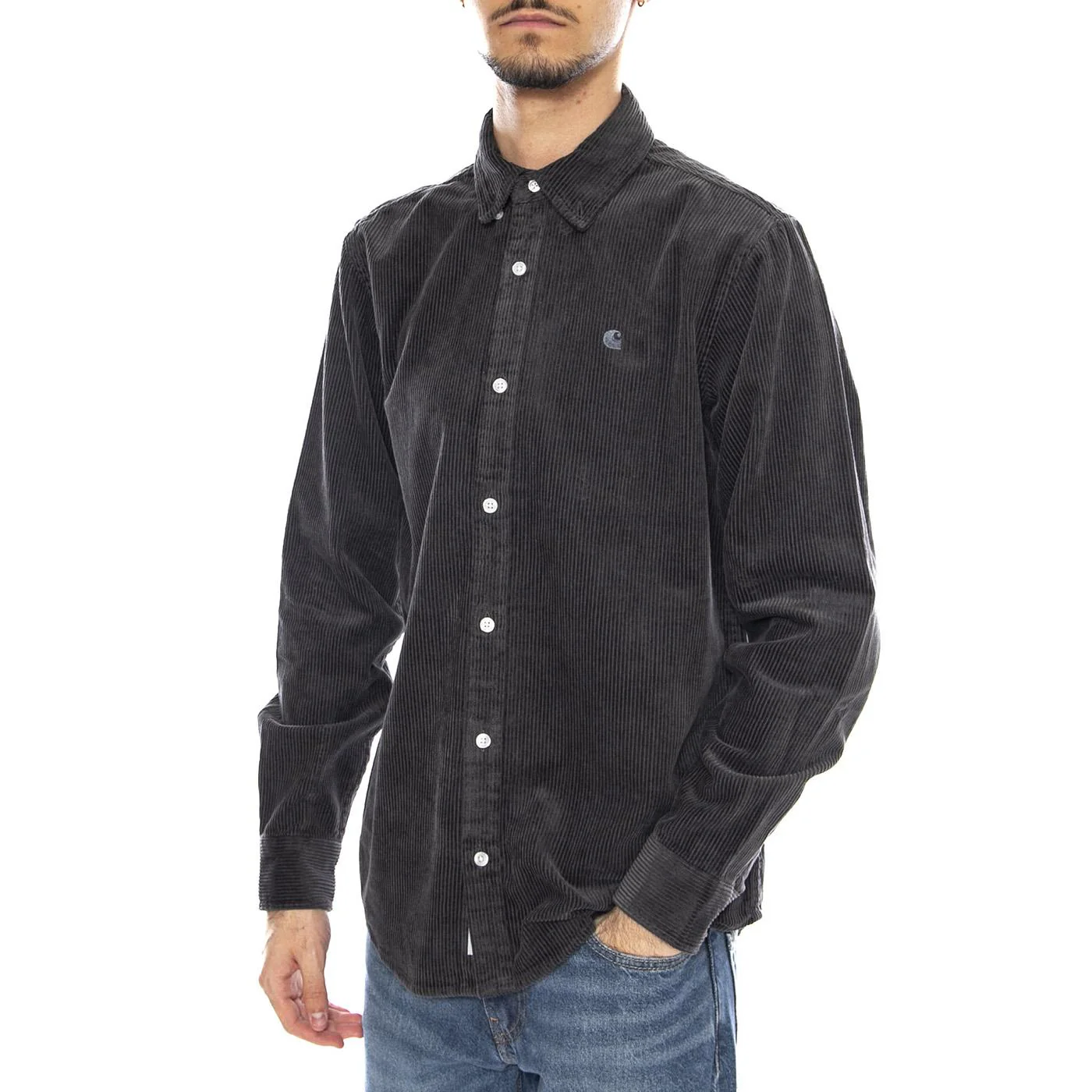 L/S Madison Cord Shirt Graphite / Graphite -- Camicia Uomo Grigio Scuro  Uomo CARHARTT WIP