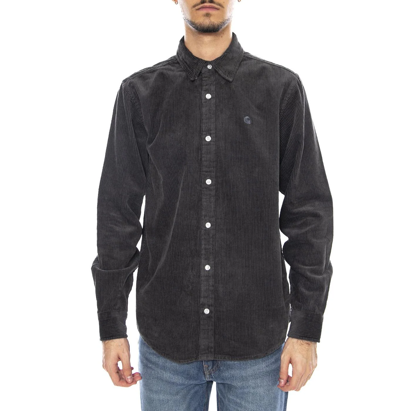 L/S Madison Cord Shirt Graphite / Graphite -- Camicia Uomo Grigio Scuro  Uomo CARHARTT WIP - Image 2