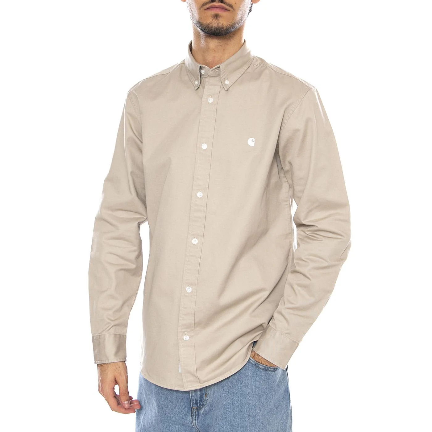 L/S Madison Shirt Fleur De Sel / Wax - Camicia Uomo Beige  Uomo CARHARTT WIP
